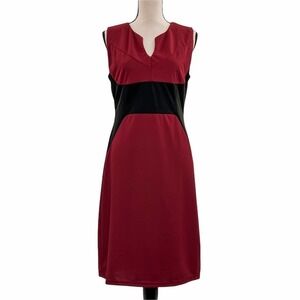 YIZOO Red & Black Colorblock Sleeveless Mini Dress